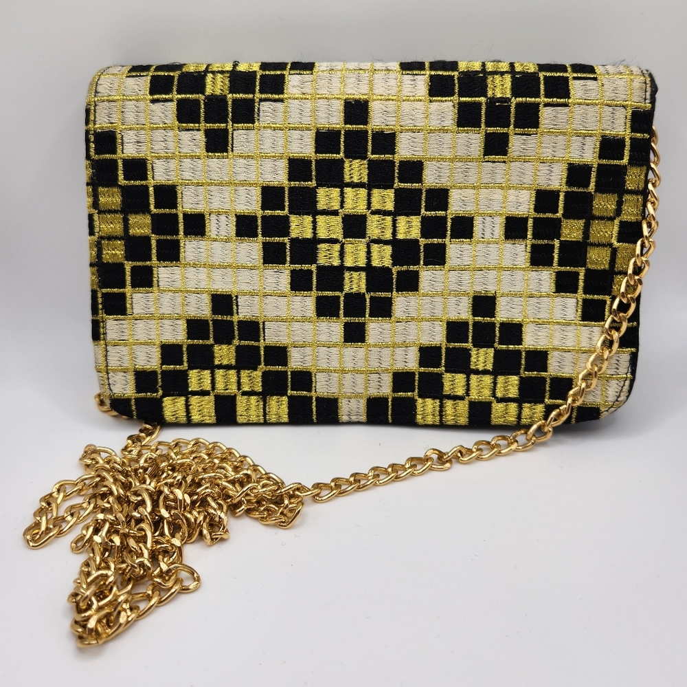 Vintage Black and Gold Cross Body Purse